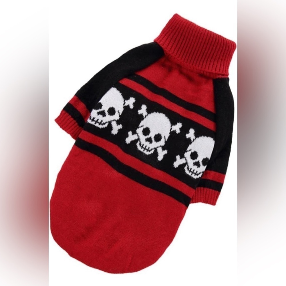 Angoily Dog Red And Black Pirate Sweater For Small Dog - Picture 2 of 4